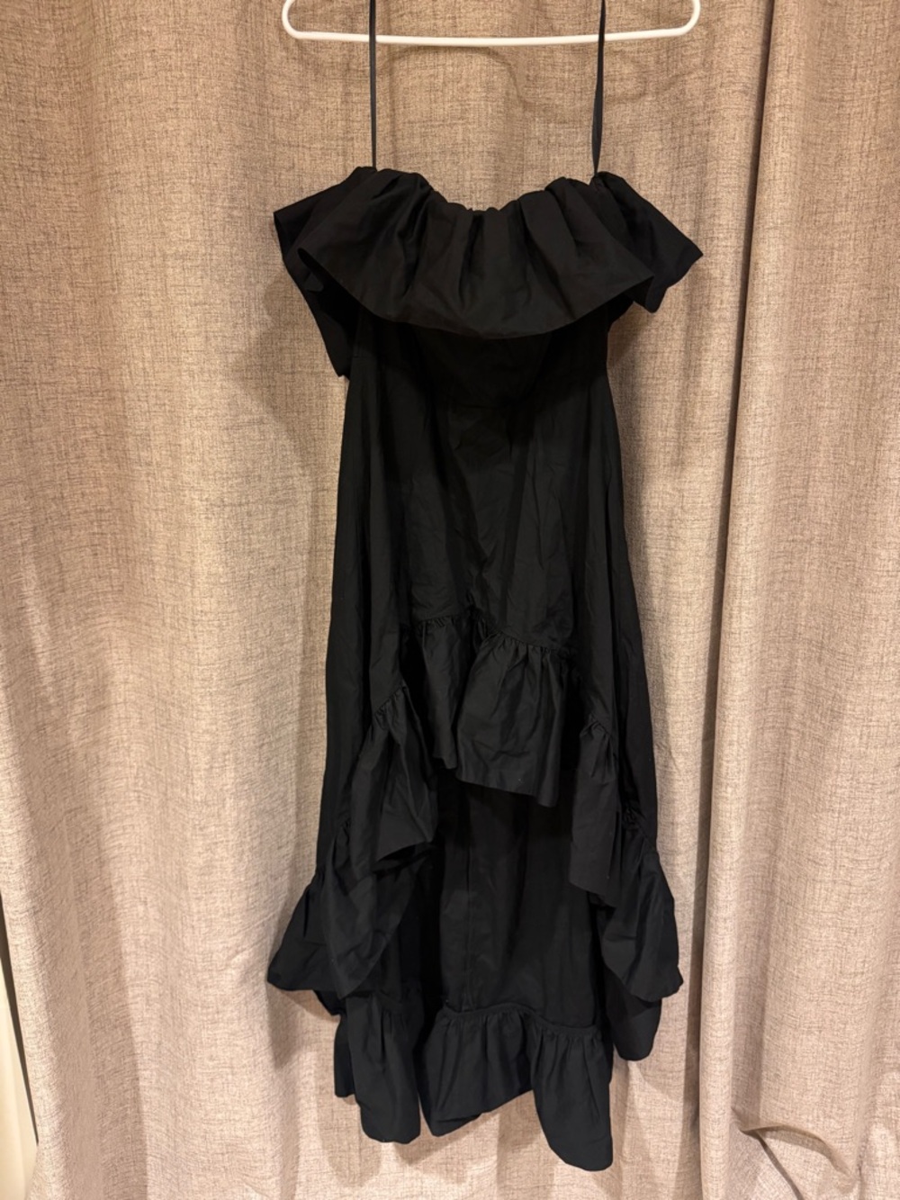 Boston Proper Black High-Low Ruffle Maxi Dress